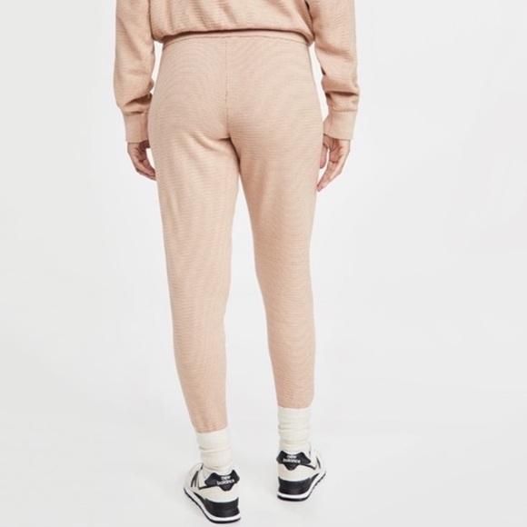 NWT Varley Alice Two Tone Knit Drawstring Sweatpants In Praline & Ivory - Picture 3 of 9